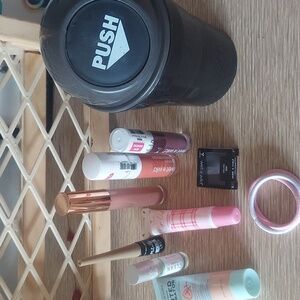 Mini Trash Can FilledWith Beauty Products